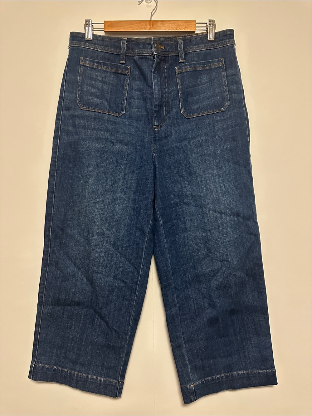 Talbots Dark Blue Cropped Wide-Leg High Waist Jeans - Picture 1 of 6
